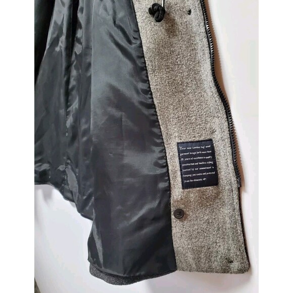 London Fog Women's‎ 100% Wool Grey Coat Hood Sz XL Square Pockets Lined Full Zip - Picture 3 of 16